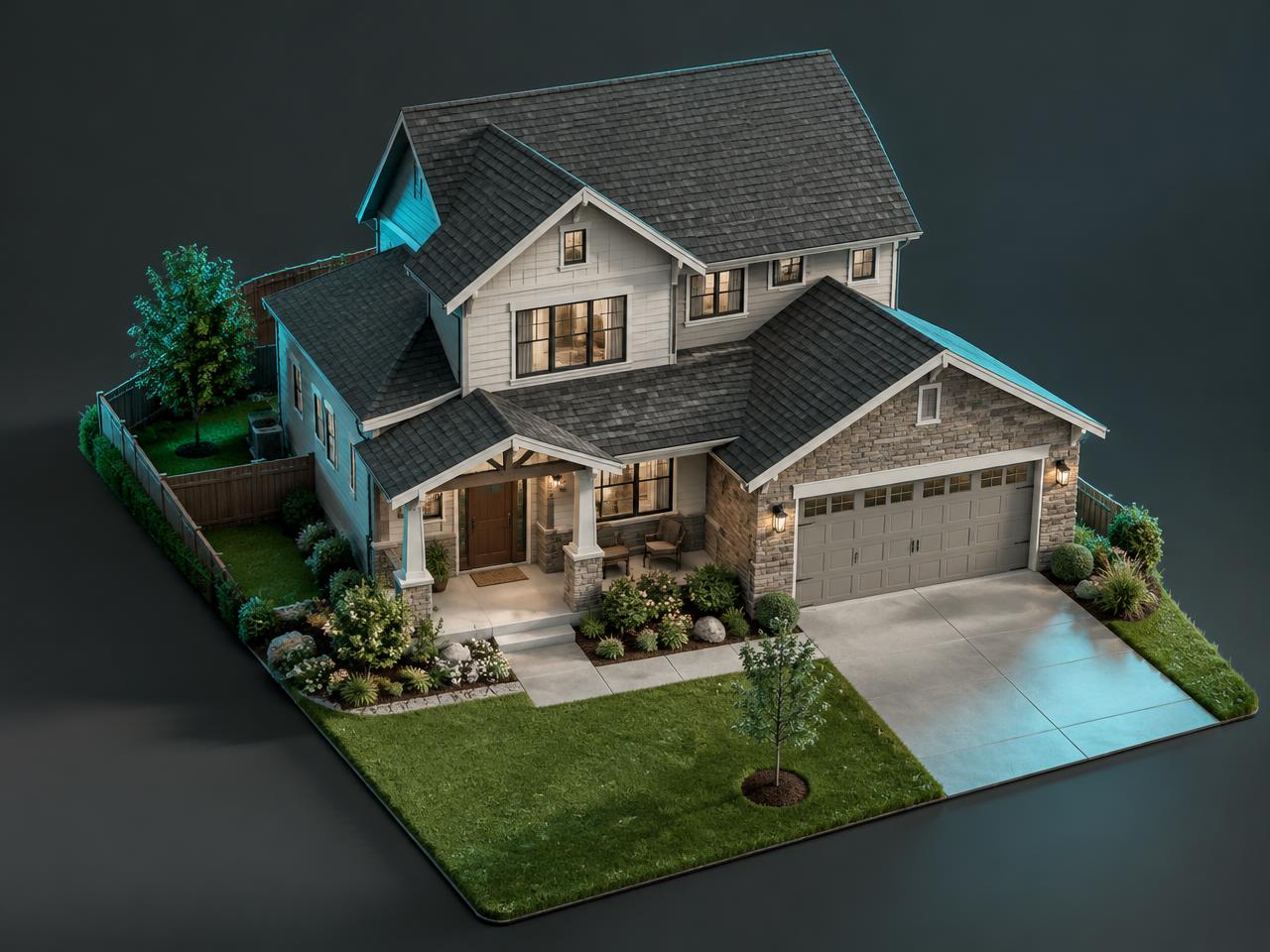 3D render of suburban homes