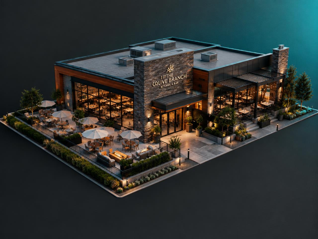 3D render of restaurants